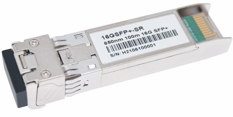 16G SFP+ SR reference transceiver labelled 850 nm and 100 m