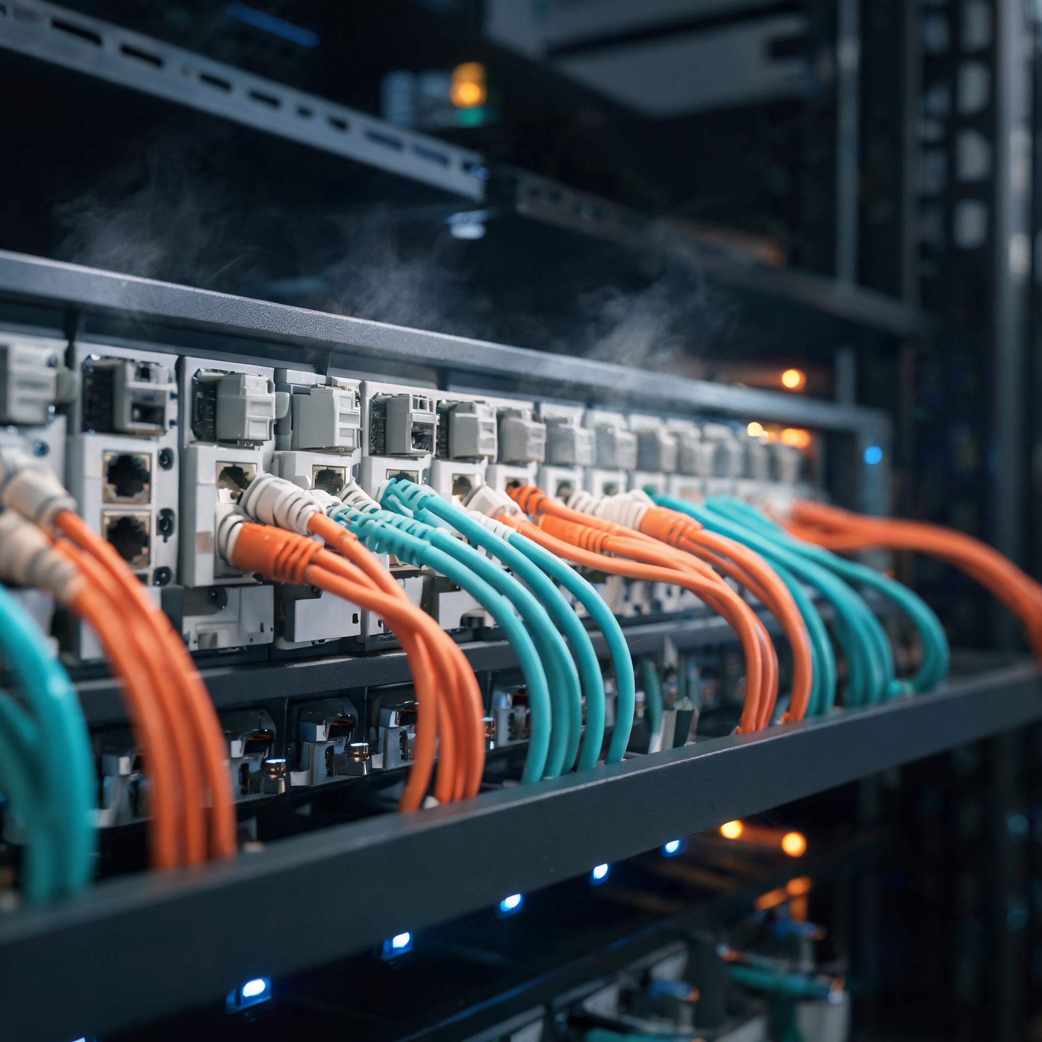 Generic illustration of data-center fiber links and network equipment
