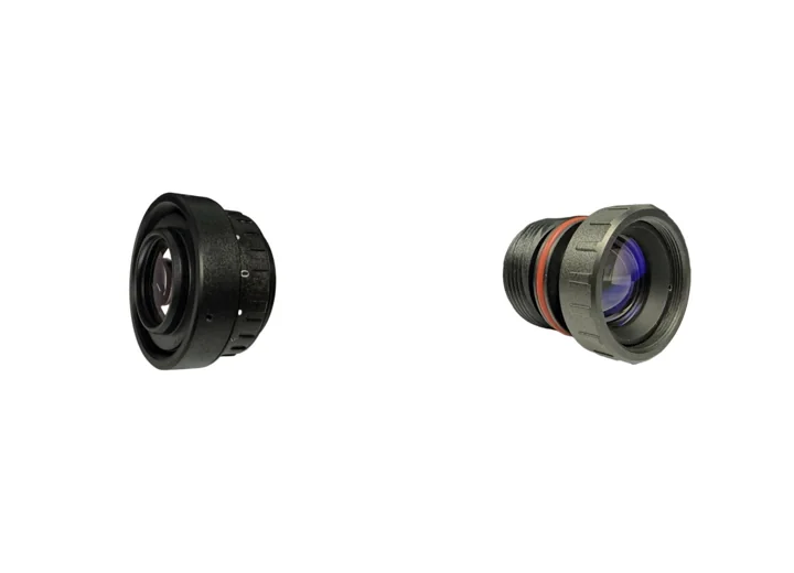 KE902501 eyepiece on the left and KN902501 objective on the right, actual product photographs