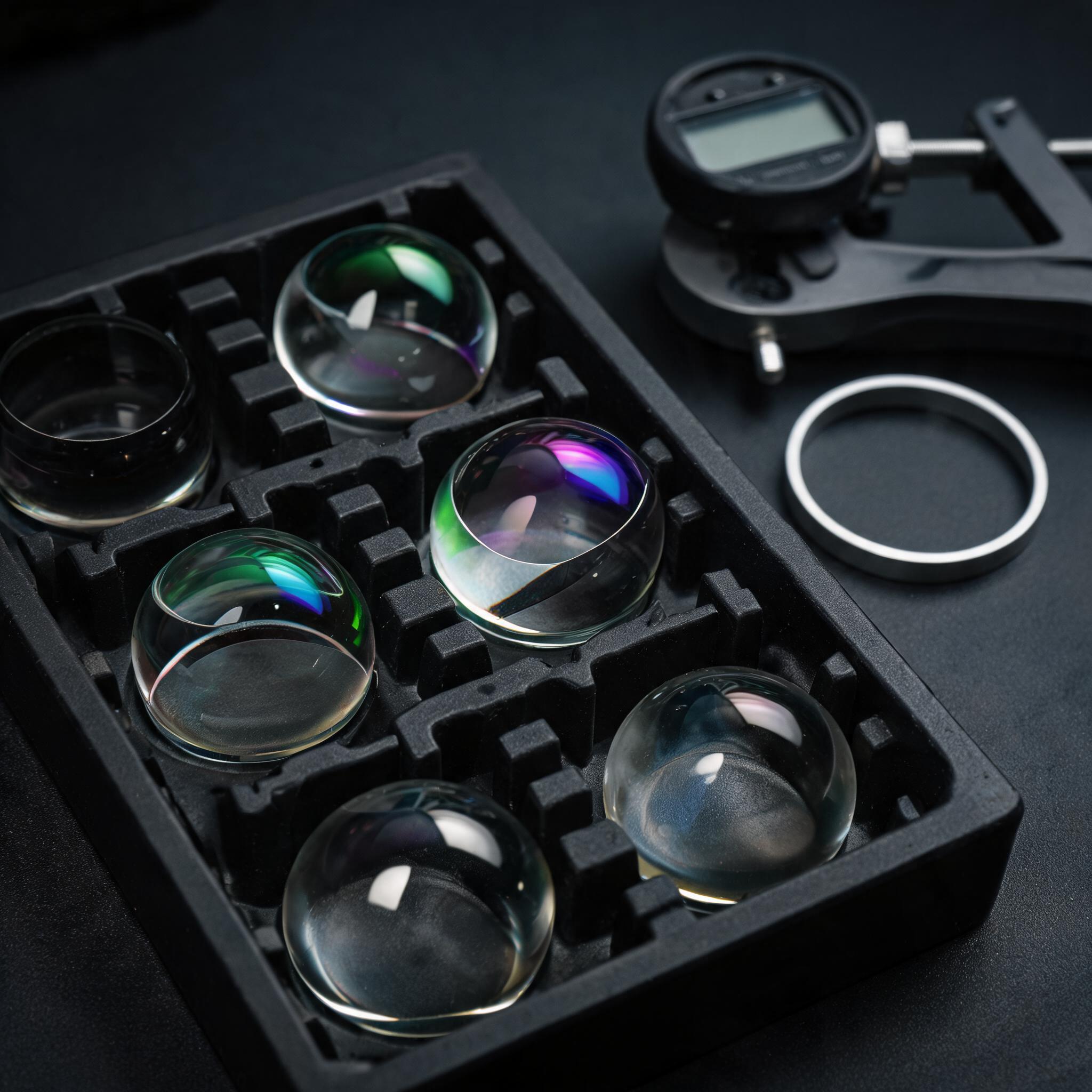 Generic illustration of coated optical parts, not a laser damage test
