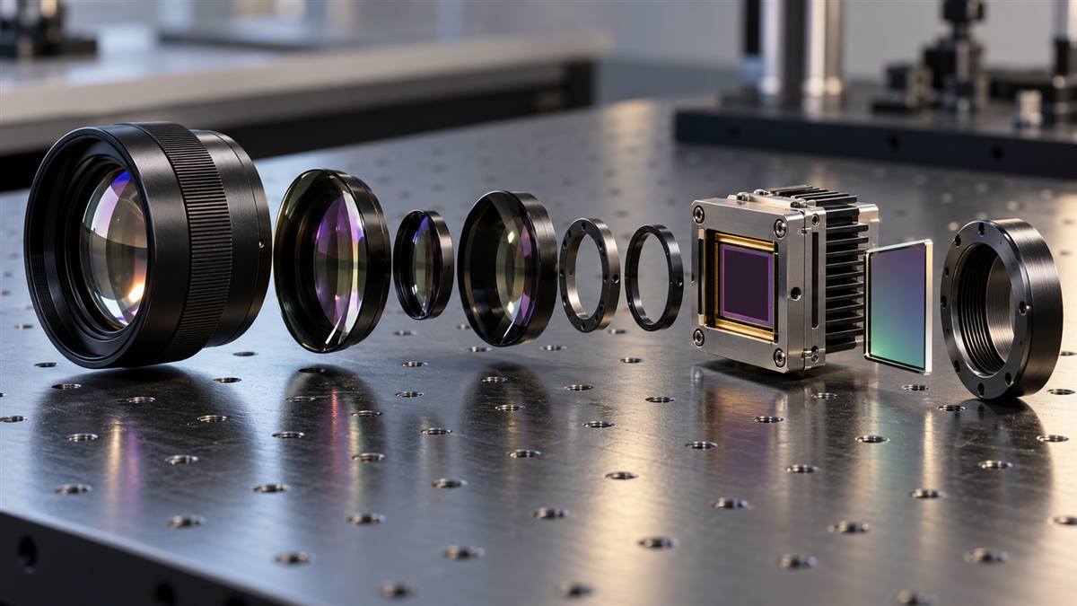 Generic illustration of infrared optical components, not an LWIR product or thermal test