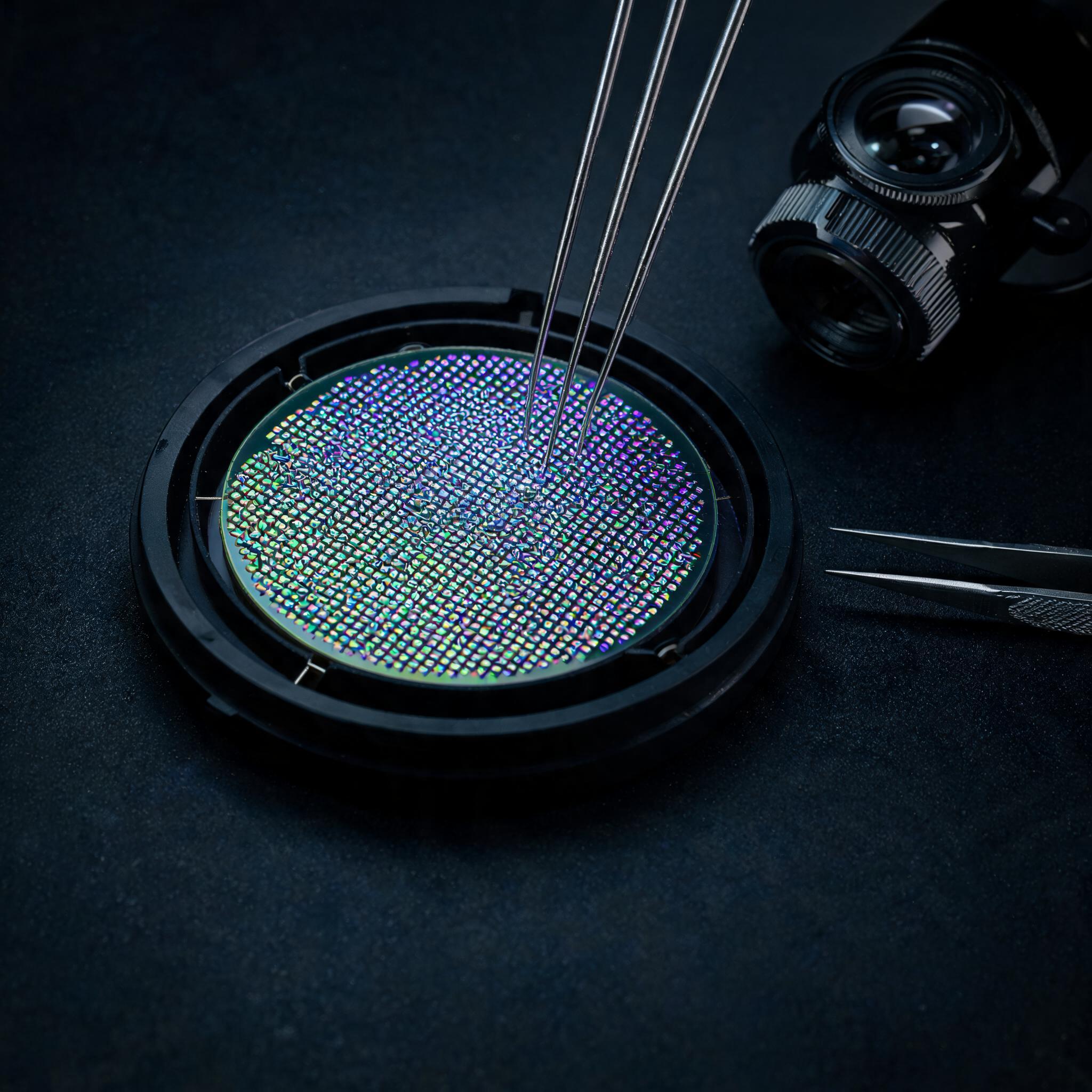 VCSEL array wafer and optical engine subassembly on a probe station